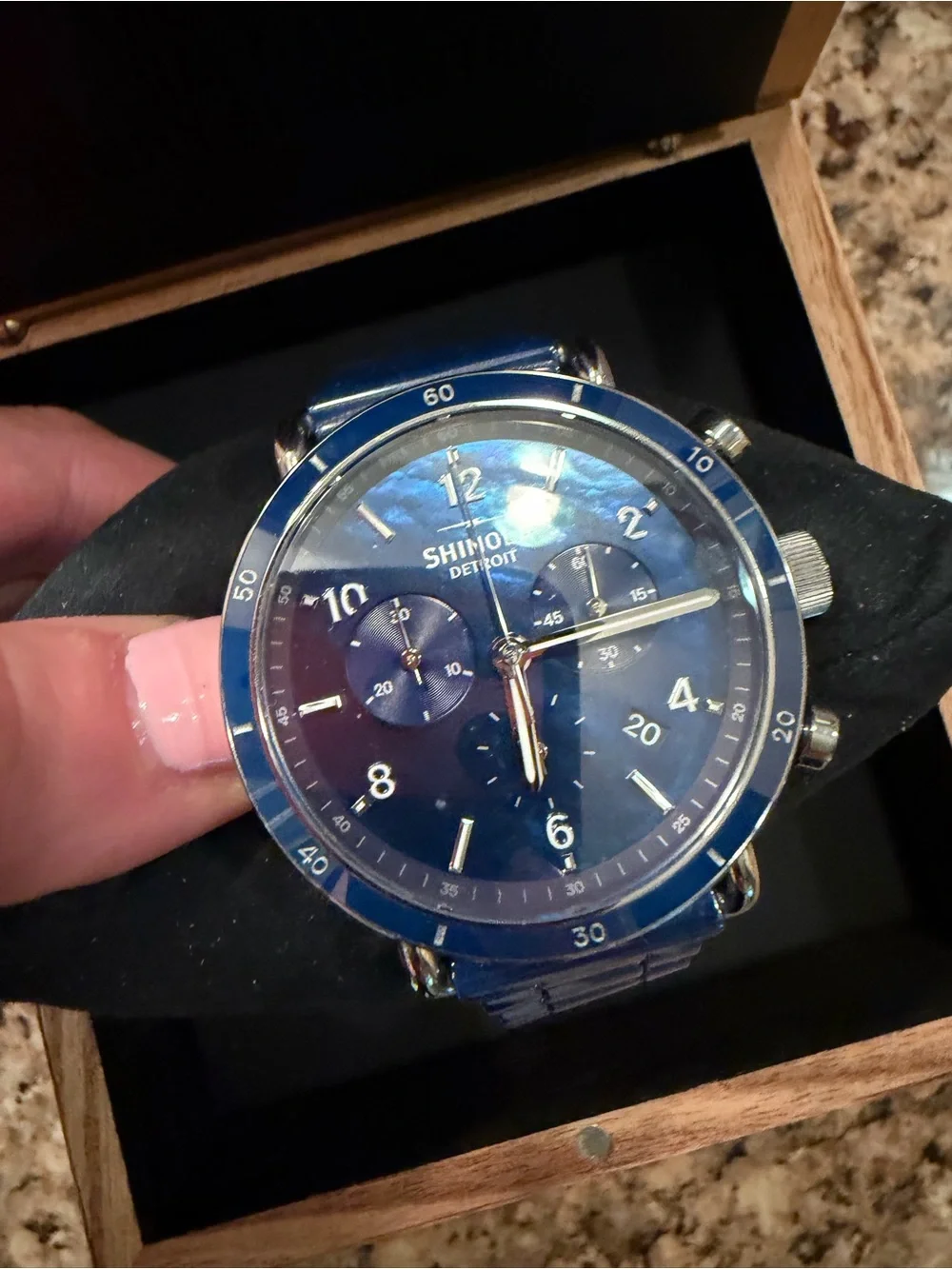 Shinola Blue Chronograph Stainless Steel Watch